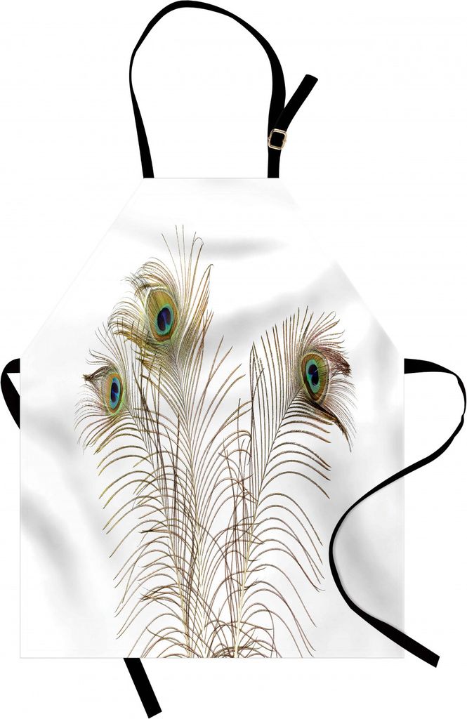 ABAKUHAUS Pfau Kochschürze, Pfau Federn Closeup Einfacher Bild Minimalistic Design Künstlerische Print, Farbfest Höhenverstellbar Waschbar Klare...