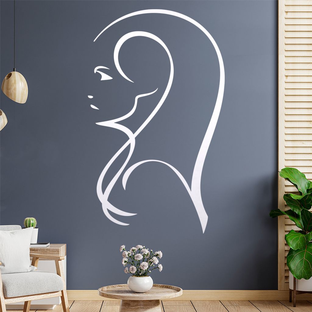 Frau im Profil - Linien Wandtattoo in 6 Größen - Wandaufkleber Wall Sticker - Dekoration, Küche, Wohnzimmer, Schlafzimmer, Badezimmer