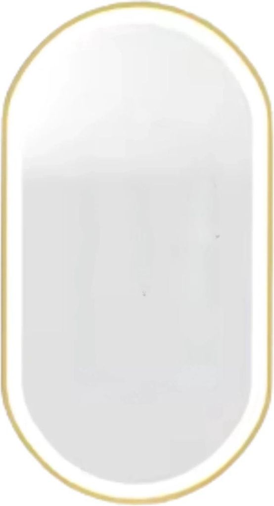 LED Opulenz im Badezimmerspiegel – Mit Beleuchtung – Golder Rahmen – Ovale Form – Anti-Mist und Dimmbar – Make-up – 60x120?cm