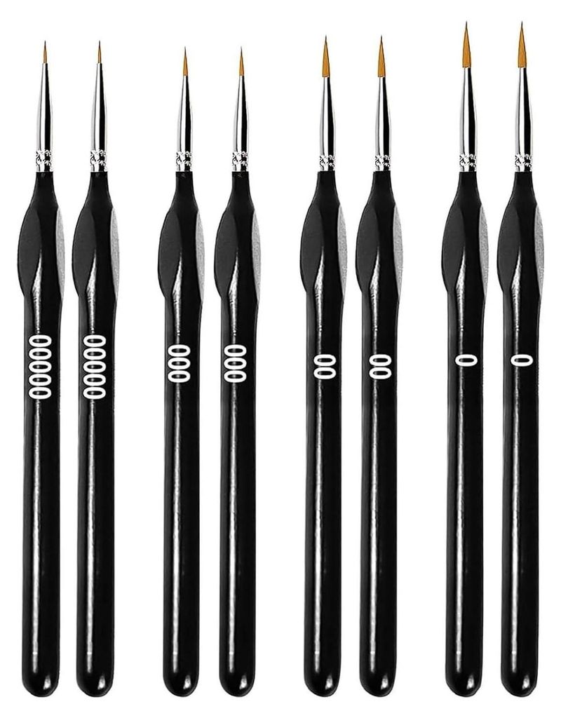 8 Stück Feine Detail Pinsel Set, Pinselset Malen für Acrylfarben, Malpinsel für Künstler, Modellbau Pinsel, Künstlerpinsel Malen, Zeichenpinse...