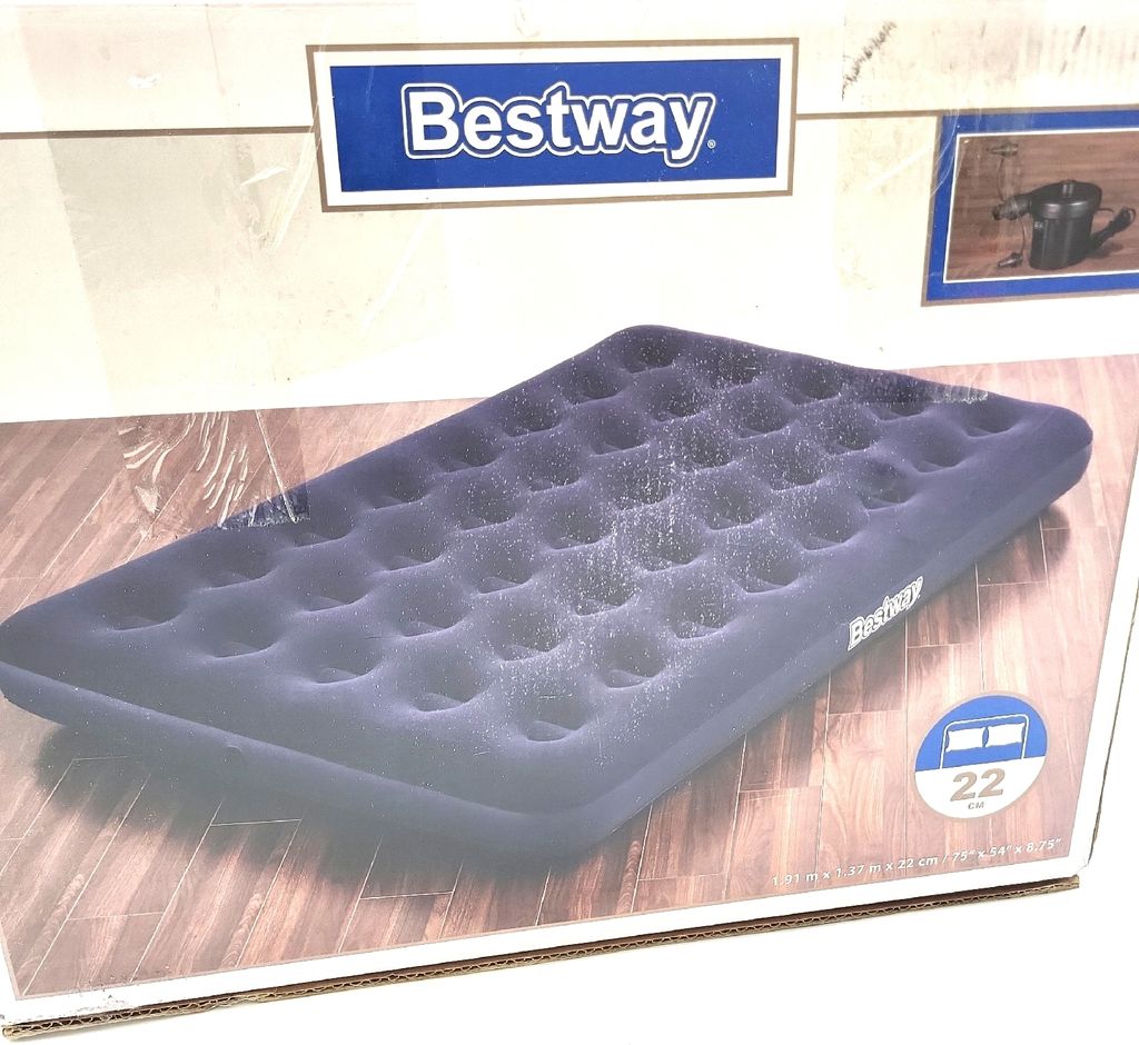 Bestway Luftbett für 2 Personen 191x137x22 CM PVC Dunkelblau Foam Mattresses