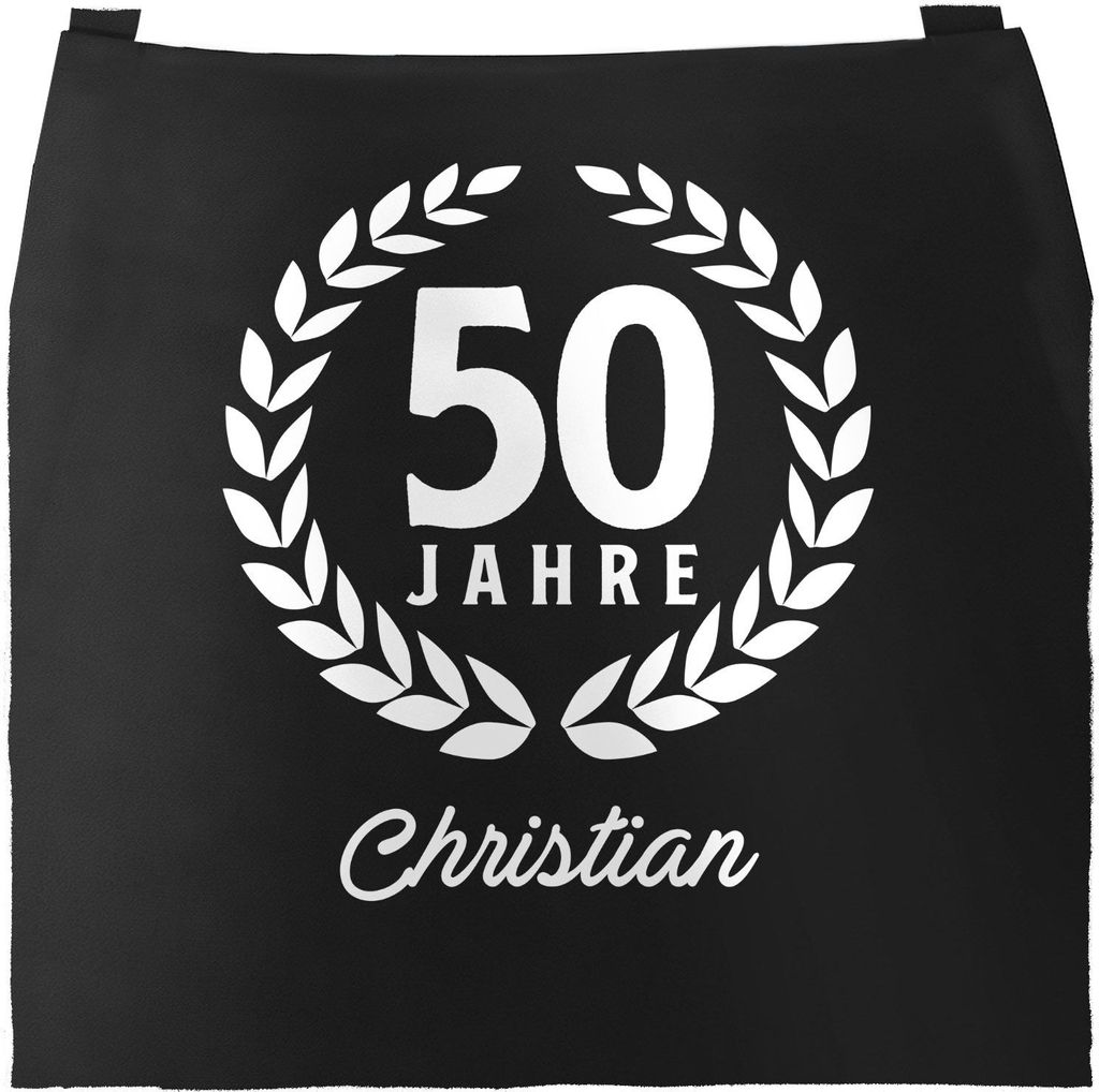 Küchen-Schürze mit Namen Alter individualsierbar Kochschürze Männer Frauen personalisierte Geschenke Geburtstag Moonworks schwarz unisize