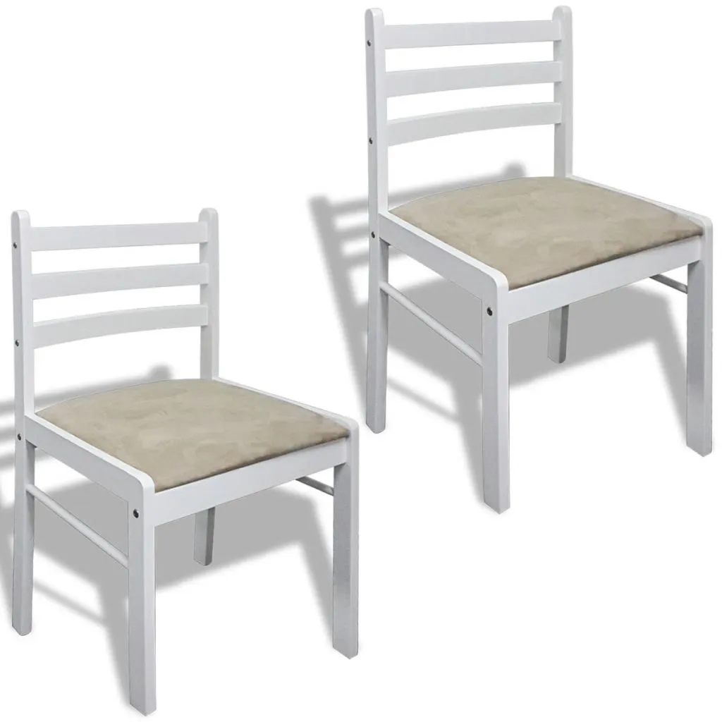 Set 2 Sedie vidaXL Legno Massiccio e Velluto Bianco | Design Elegante - 7