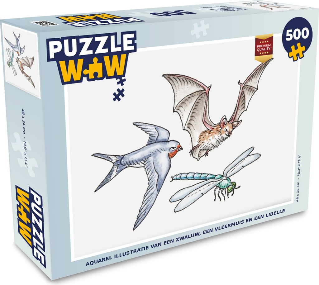 MuchoWow Puzzle 500 Teile Tiere - Bleistift - Aquarell - 500 Teile - Kinder - Selberbauen - Puzzlespiele