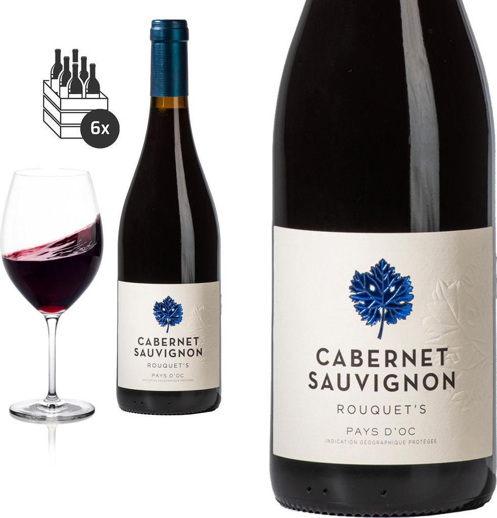 6er Karton 2021 Cabernet-Sauvignon Rouquets trocken von Cellier du Pic - Rotwein