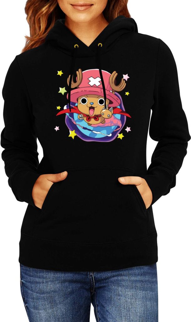 Damen Kapuzenpullover Japan Animation Manga Anime Comics One Manga Piece Anime Tony Tony Chopper, Lady XS / Schwarz