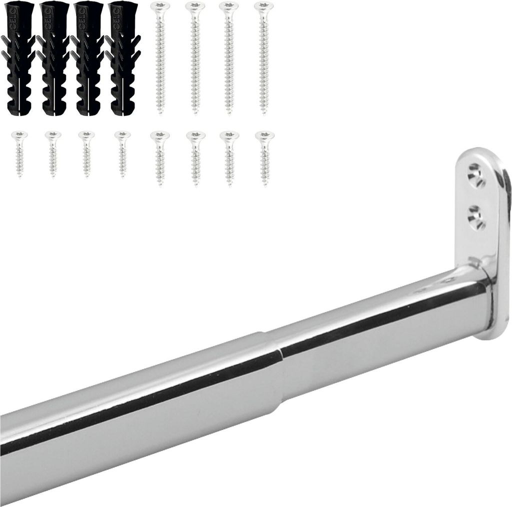 vasalat Kleiderstange ausziehbar 90-110 cm, robust & vielseitig - ausziehbare Kleiderstange, Garderobenstange bis 20kg belastbar - Schrankrohr ausz...