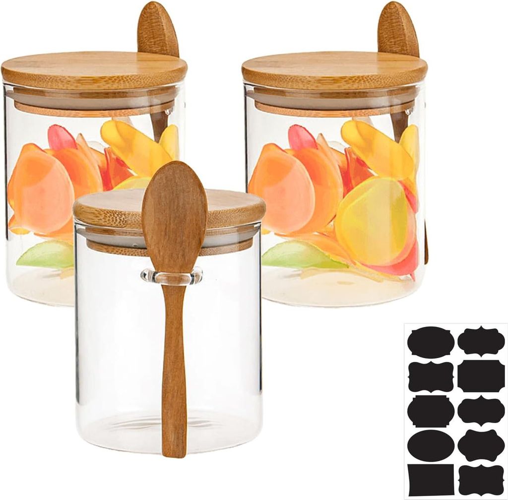 Glas Vorratsbehälter mit Deckel - multifunktional - Set von 3 - 530 ml - transparent