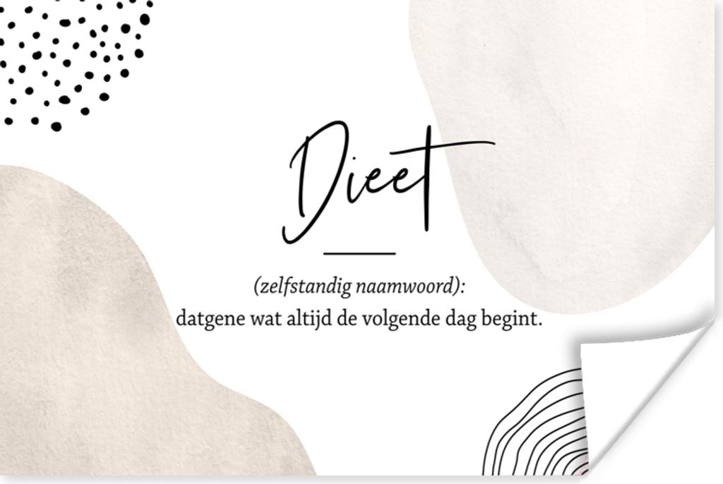MuchoWow Poster Sprichwörter - Zitate - Diät - Wörterbuch - Diät Definition 120x80 cm - Bilder