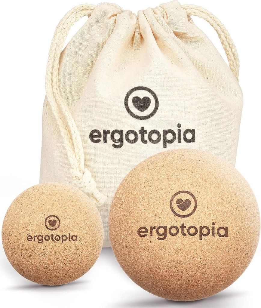 Ergotopia Faszienball Set aus antibakteriellem & langlebigem Natur-Kork - nachhaltiger Massageball aus 100% Kork zur gezielten Selbst-Massage von...