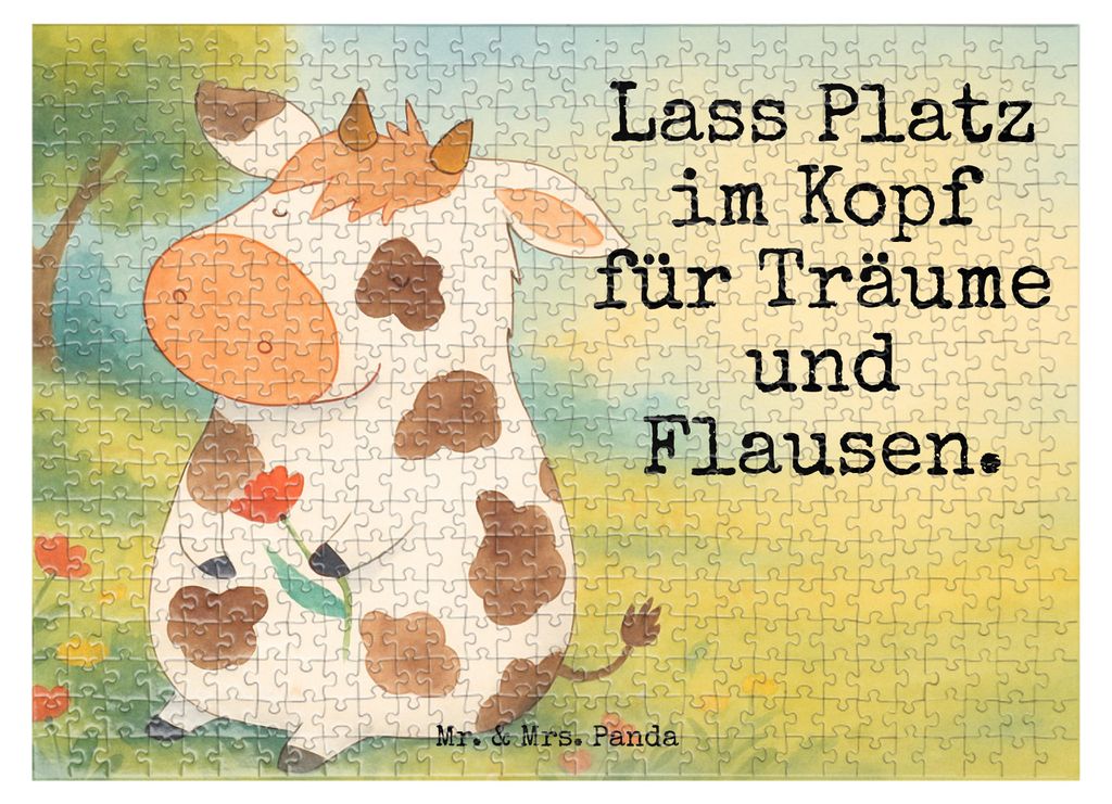 Mr. & Mrs. Panda Puzzle Kuh Design 551 Teile - Weiß - Geschenk, Puzzlespiel, 1500, Bauernhof, Motivtion, Spruch, Hof, 2000, 500, Milch, 1000