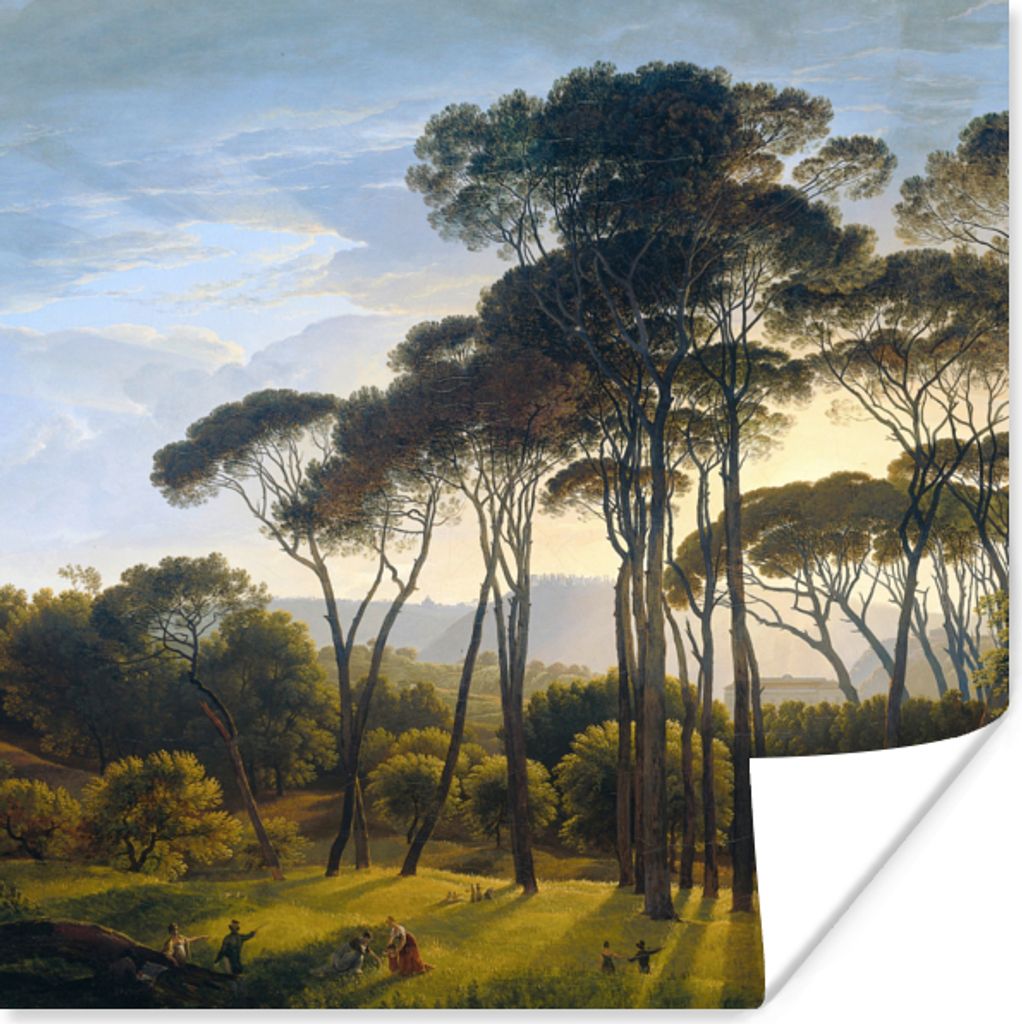 MuchoWow Poster Italienische Landschaft mit Zirbelkiefer - Kunst - Alte Meister 50x50 cm - Wohnzimmerdekoration