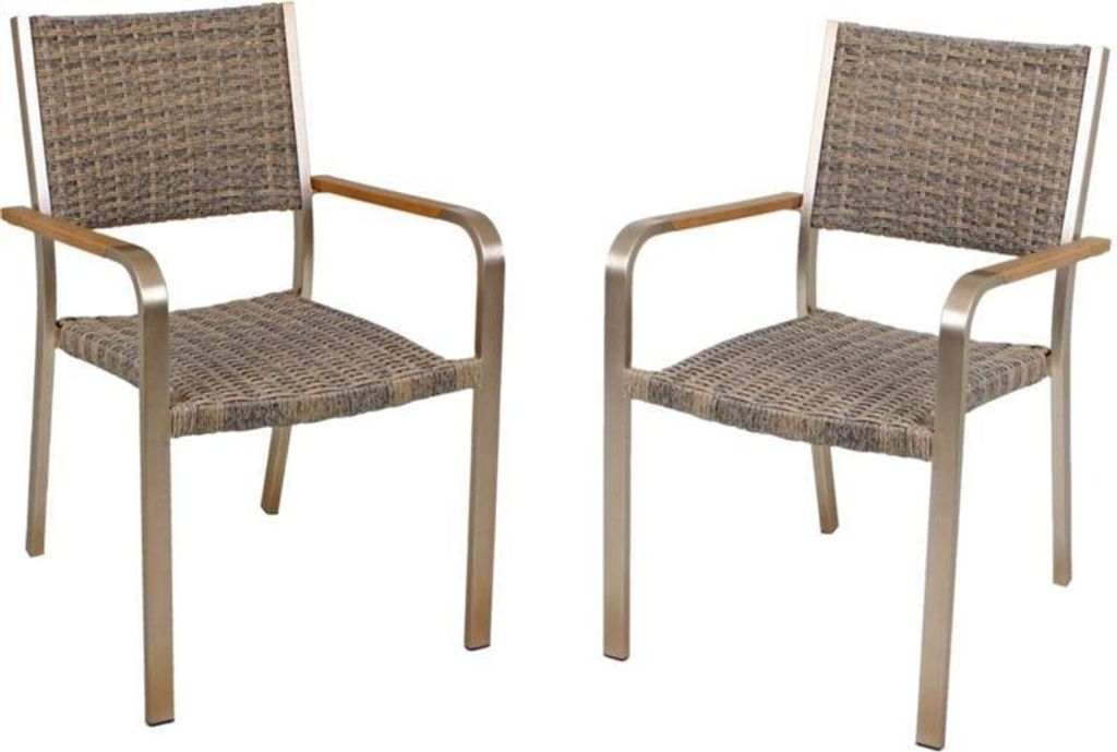 Garden Pleasure 305267 Stapelstuhl 'FLORENCE' für Innen, Kunststoffgeflecht, mit Armlehnen