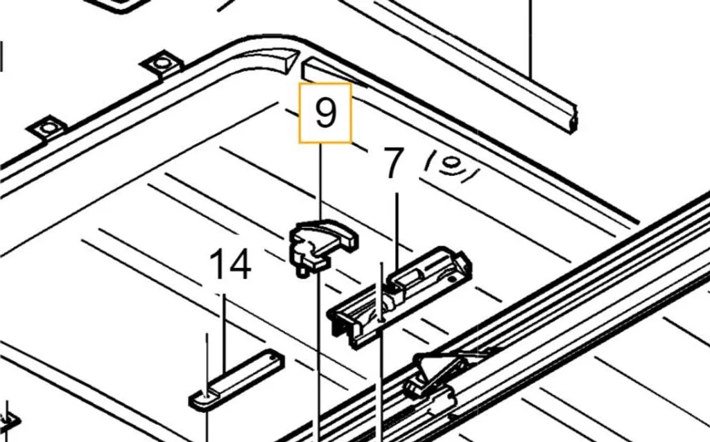 Butée de guidage pour toit ouvrant Volvo S40 V40 - Support droit fixe