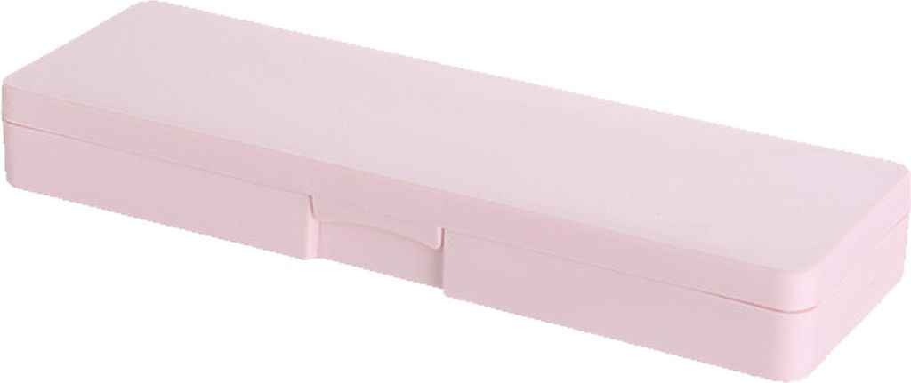 Federmäppchen aus Kunststoff mit Schnappverschluss, leicht, tragbar, schlichtes Design, Stiftebox für Schüler, Schrein, hellrosa