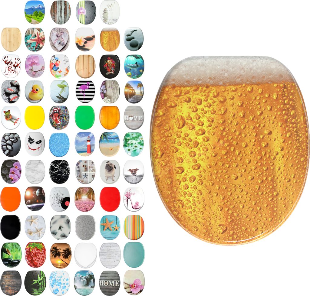 SANILO WC-Sitz mit Absenkautomatik Bier, Toilettendeckel direkt vom Hersteller, Klodeckel, Klobrille, WC Deckel, Toilettensitz, Toilettenbrille