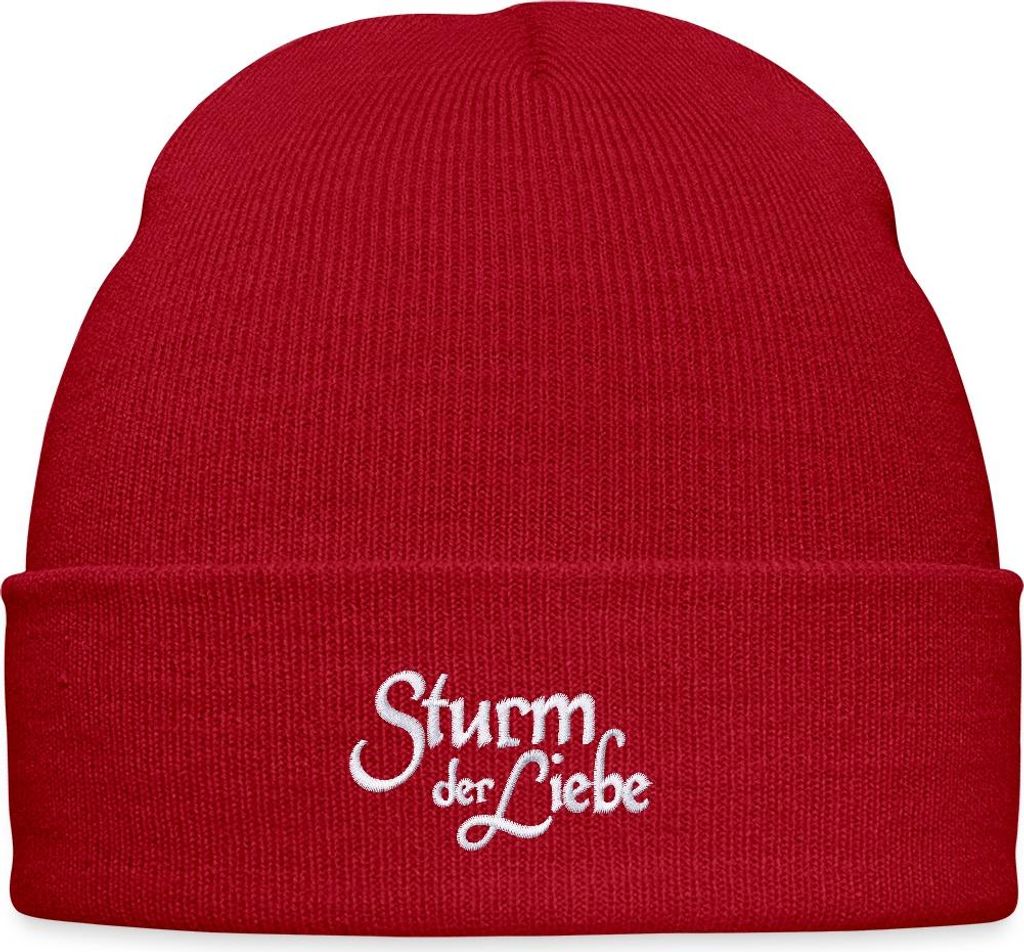 Spreadshirt Sturm der Liebe Offizielles Logo Gestickt Bestickte Wintermütze, One size, klassisch Rot