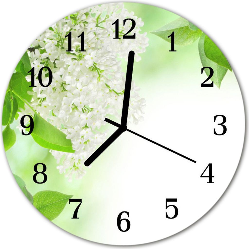 Glasuhr Wanduhr Küchenuhr Echt-Glas 30fi cm Blätter grün