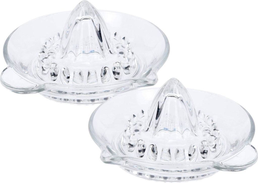 2x Zitronenpresse / Zitruspresse, Juicer Glas, 14,5 cm mit Handgriff