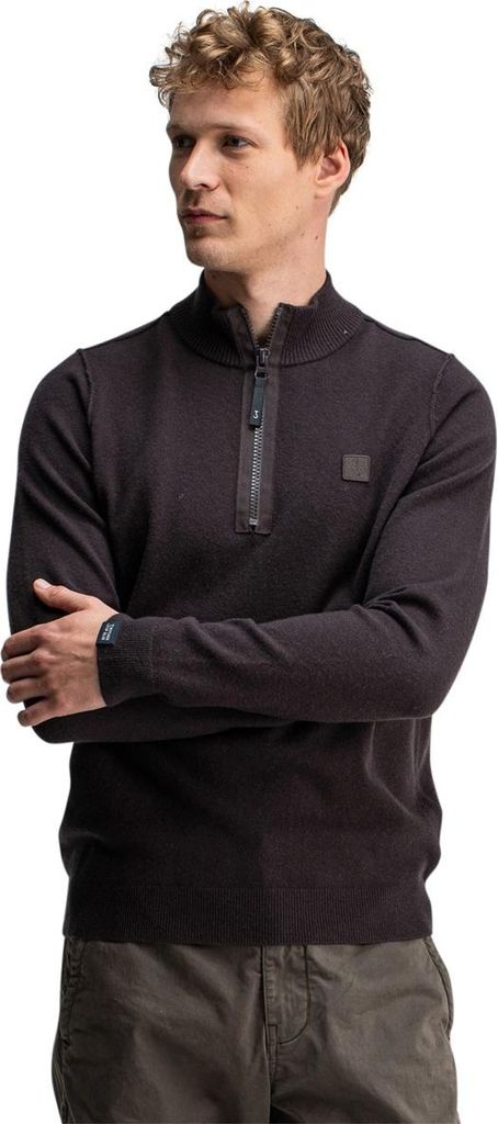 Butcher of blue Half-Zip-Pullover braun lange Ärmel