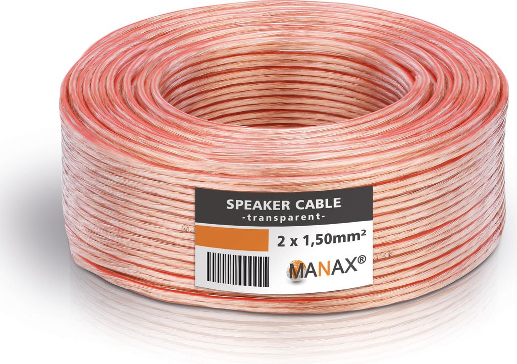 Lautsprecherkabel Audio Kabel Boxenkabel 100% CCA 50m 2x1,5mm² transparent