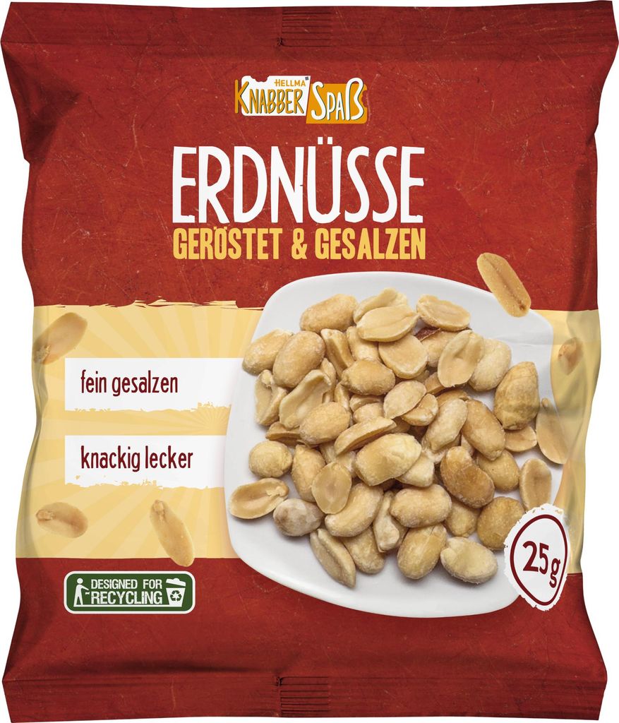 Cacahuètes Hellma, salées et grillées, 100 portions de 25 g Image du produit 
