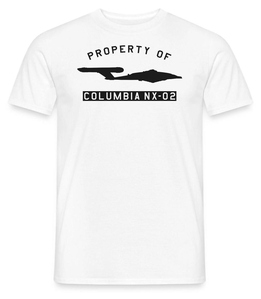 Spreadshirt Star Trek Enterprise Property Of Columbia NX-02 Männer T-Shirt, S, Weiß