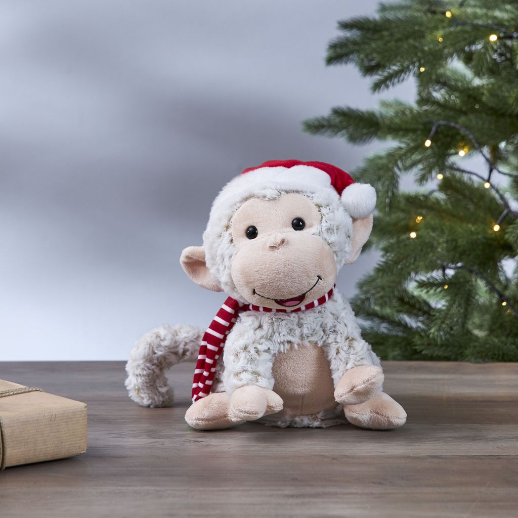 Stofftier Merry Pal Affe Weihnachtsmütze Rotation Jingle Bell H 20cm