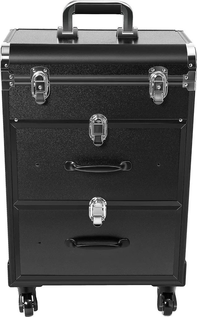 Mallette maquillage PVC 36x23x58 cm charge 50kg avec 3 tiroirs Noir