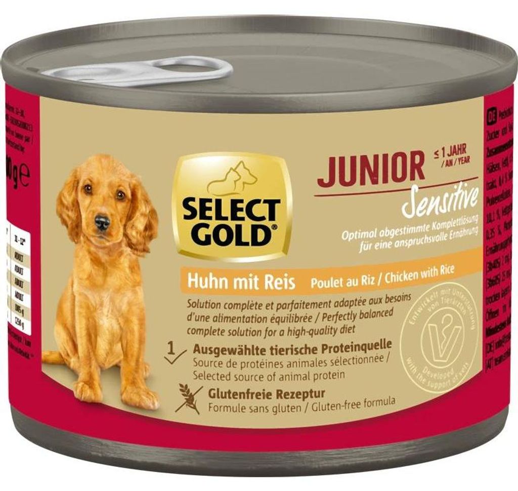 Select Gold Sensitive Junior Huhn, Reis 6x200g Produktbild 