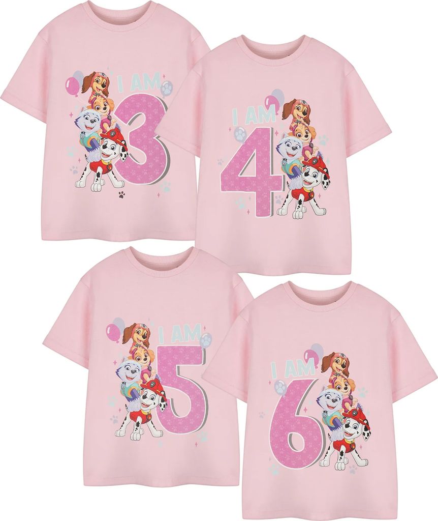 Paw Patrol - "I Am 3" T-Shirt für Mädchen - Geburtstag kurzärmlig NS8855 (104) (Pink)