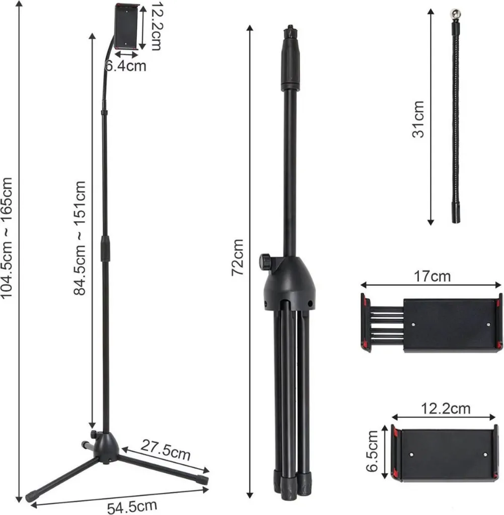 Support ajustable portable pour tablette 10 pouces avec base tripode Bolt