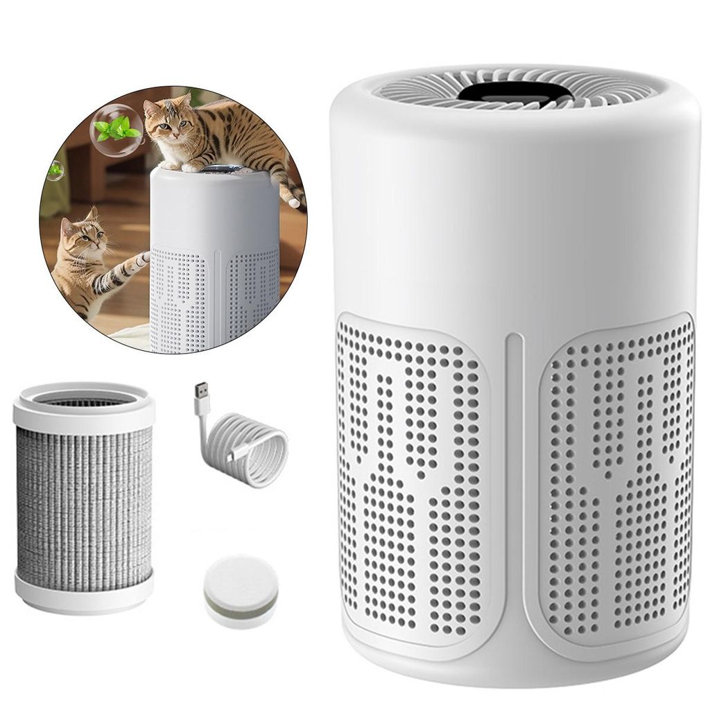 USB-Luftreiniger ,Pollenfilter, vorinstall. Filter+Aromatie-Tabletten, 36dB, für 5-50m2