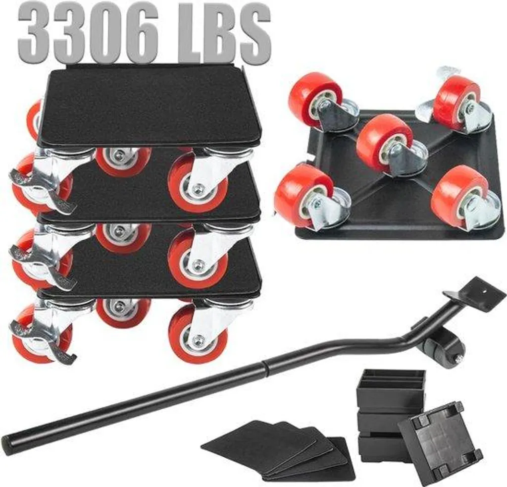 Kit lève-meuble professionnel 1500kg avec patins rouleurs pivotants