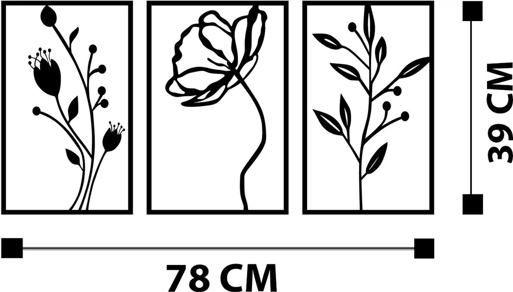 Wallity Flowers Décoration en Métal Noir Robuste et Silhouette Florale - 7