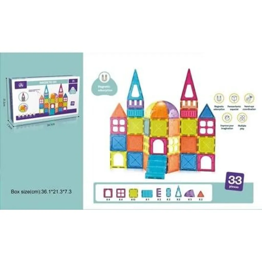 Construction Magnétique 33 Pièces Bavytoy - Blocs Aimantés Puissants