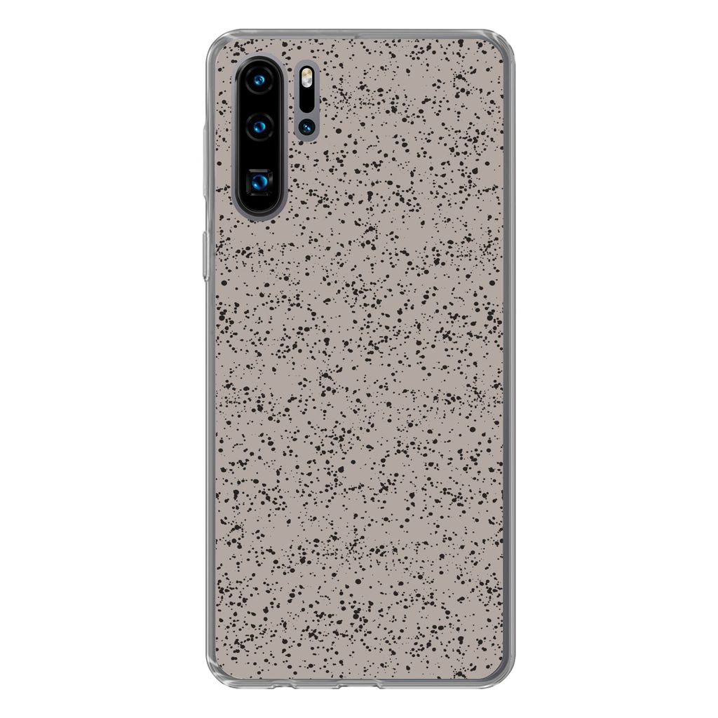 MuchoWow Handyhülle Schutzhülle Hülle für Huawei P30 Pro Polka dots - Schwarz - Grau Silikon Softcase Handy Hülle - Schutzdeckel