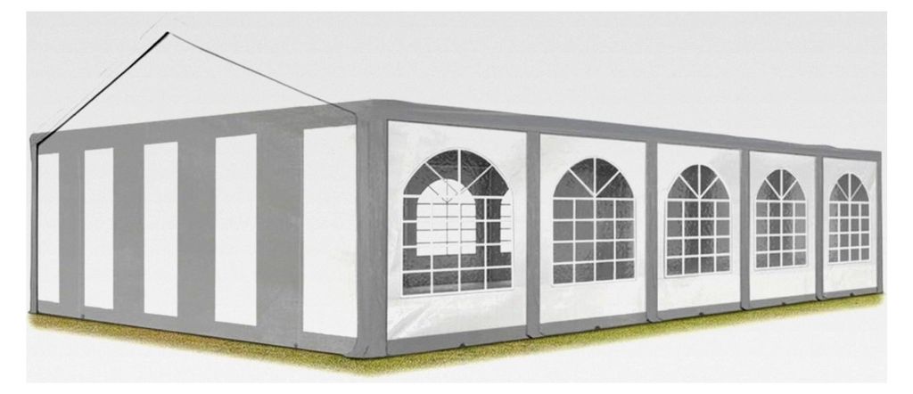 Partyzelt 5x10 m Pavillon Zelt PE Plane 450 N Gartenzelt Festzelt Bierzelt wasserdicht grau-weiß