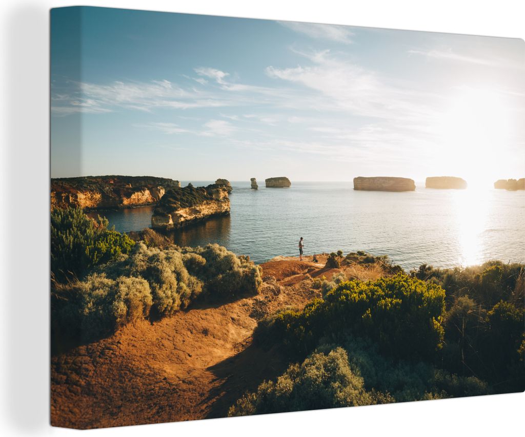 OneMillionCanvasses - Leinwandbilder - 140x90 cm, Helles Sonnenlicht an der Bay of Islands in Neuseeland, Wandbilder Kunstdruck Wanddekoration - ...