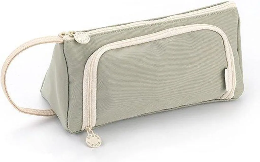 Grande trousse verte à double compartiment pour stylos et feutres