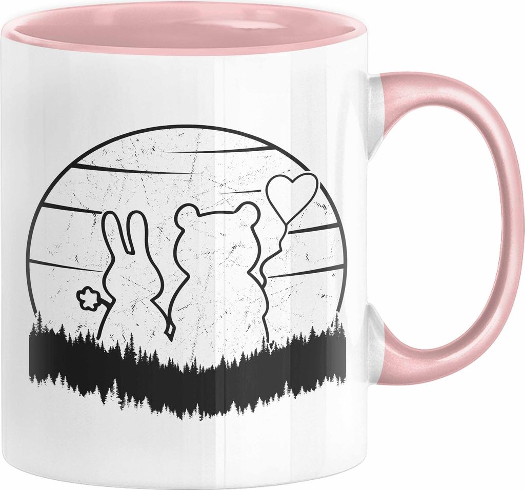 Süße Tasse Hase Bärchen Liebespaar Valentinstag Liebe (Rosa)
