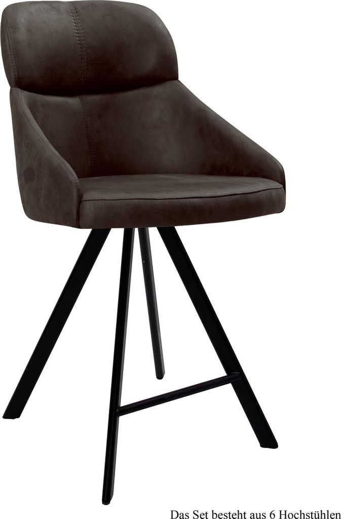 Thekenstuhl (6er-Set) Derzhka 52x99x63 Schwarz/Espresso