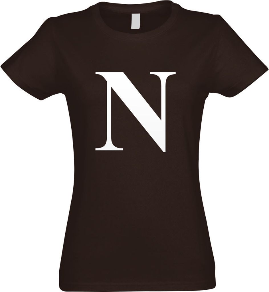 Kiwistar - T-Shirt tailliert - Damen - Chocolate - Buchstabe N - Alphabet - mit Motiv Bedruckt - Funshirt Design - Sport - Freizeit - Damen - XL
