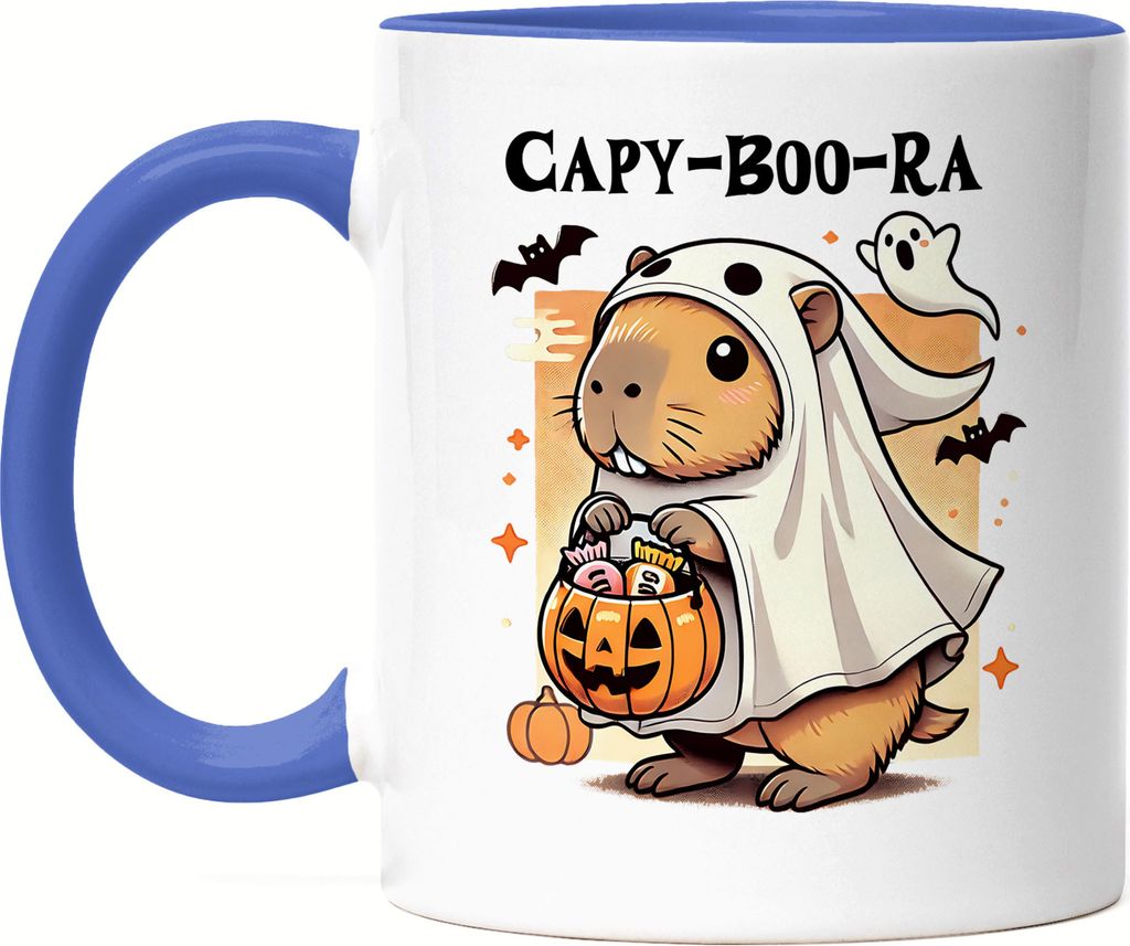 Capy-Boo-Ra Tasse blau Halloween Capybara Wasserschwein Geist