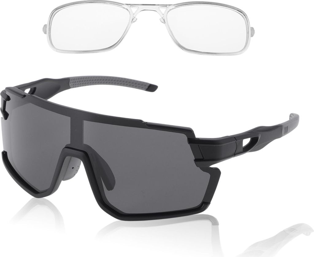1 Set Motorradfahrbrille Blendfreie Tri-Acetyl-Cellulose PC UV400 Mountainbike Fahrradbrille Schwarze Linse Schwarzer Rahmen