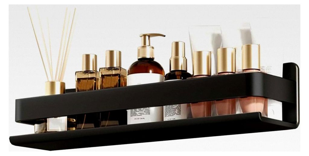 Duschablage aus Edelstahl für Wandmontage im Badezimmer, Organizer für Shampoo und Duschgel (30CM, Schwarz)