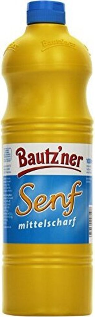 Verpackungsbild Bautzner Senf mittelscharf cremig wuerzig im praktischen Vorrat 4x1l