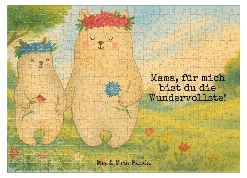 Mr. & Mrs. Panda Puzzle Bären mit Blumenkranz Design 551 Teile - Weiß - Geschenk, 1000, 500, Mutter, 2000, Vorbild, 300, Kinder, Puzzlespiel, Mut...