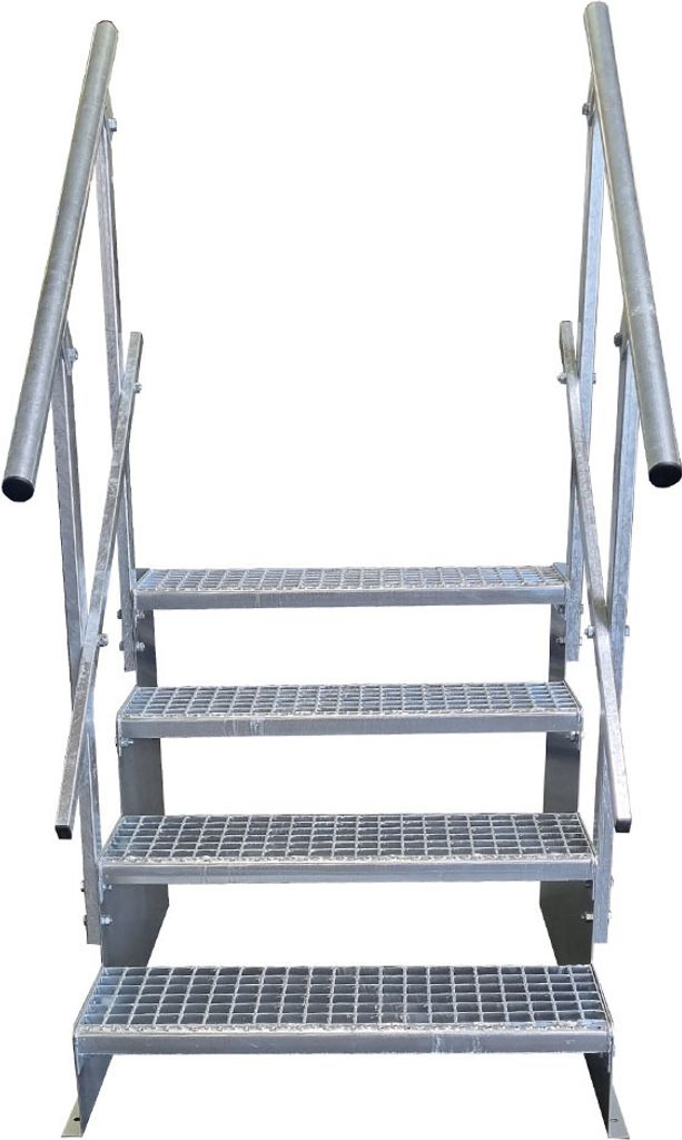 Stahltreppe 2 Stufen 2 Stufen Standtreppe Modell 2 Freistehend Verzinkt Treppe Stahltreppe Tritthöhe 18 Cm, Breite 60 Arbeitsbühne Treppe