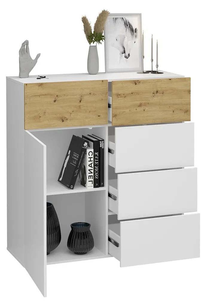 Buffet de rangement pour vaisselle et dossiers salon Belm 1 - 2